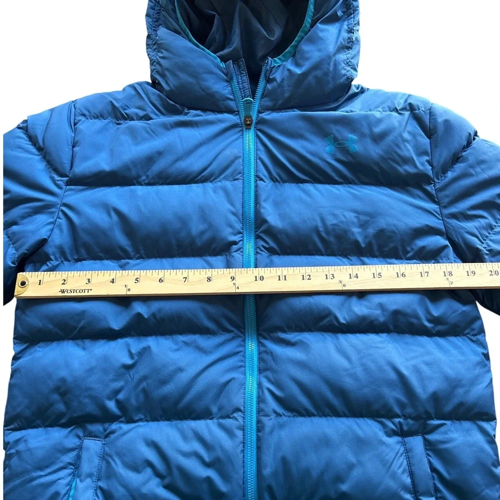 Under Armour Boys ColdGear‎ Blue Puffer Jacket Hooded Zip Youth XL YXL unisex